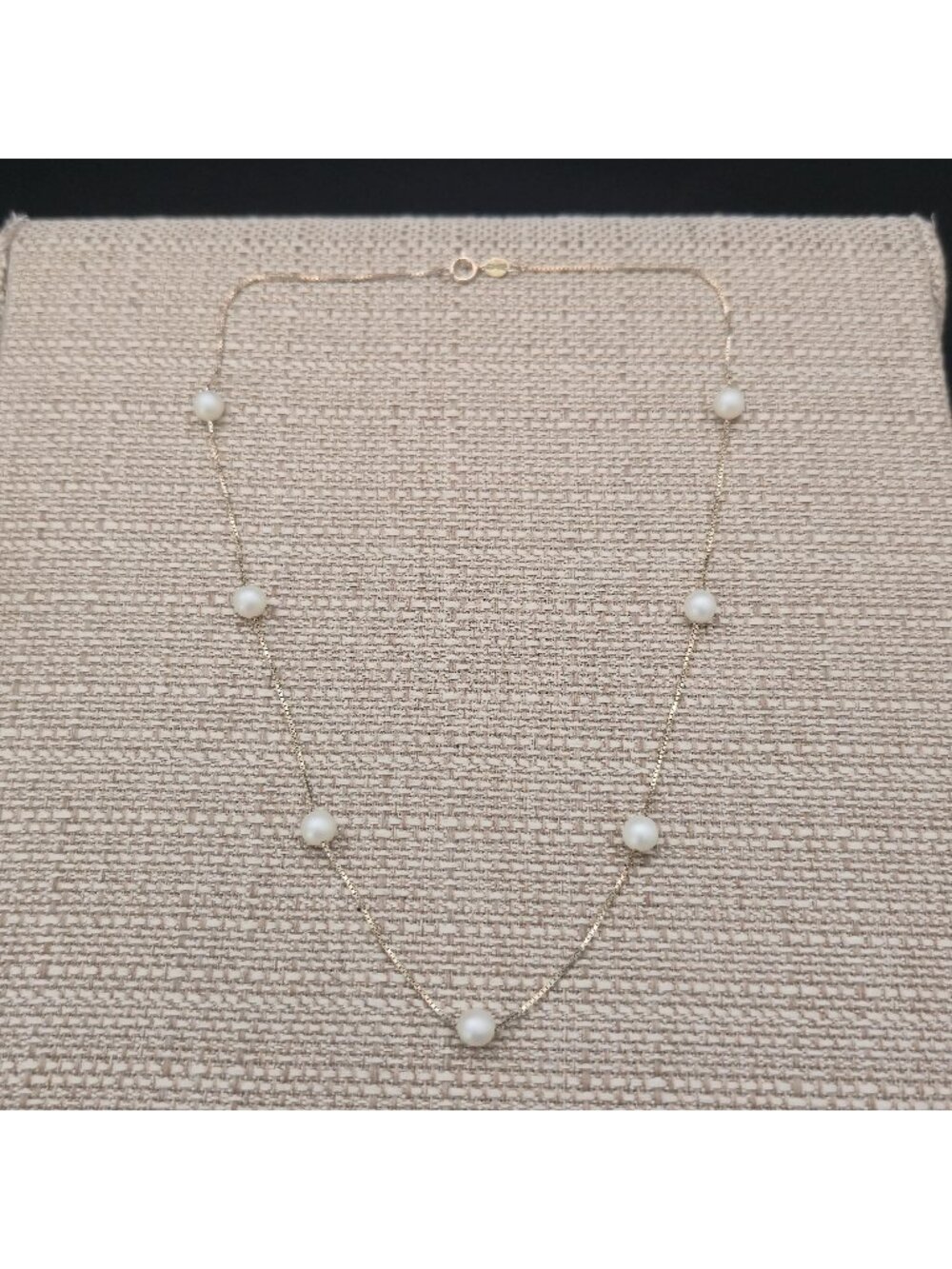 18 Inch Sterling Silver Station Cultured Pearl Box Chain Necklace A8765